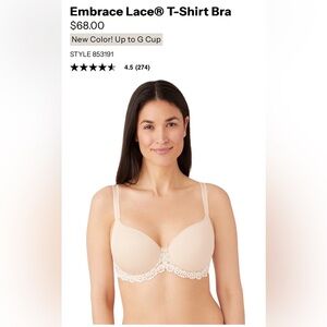 BRAND NEW Wacoal Embrace Lace T-Shirt Bra 36DDD